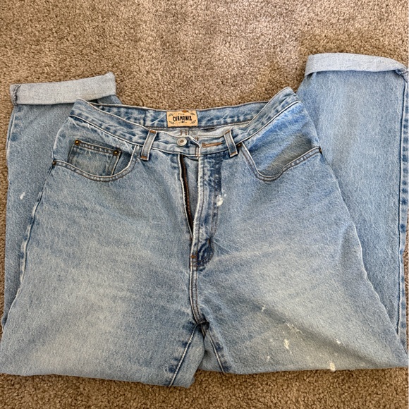 Chamonix Blue Boyfriend Jeans with Distressed Details - Picture 1 of 6